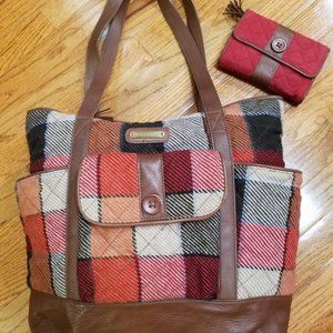 Vera Bradley Plaid Wool Canyon Tote & Wallet